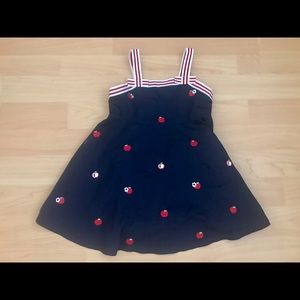 Navy blue girls cotton dress Sz 12-18 months NEW